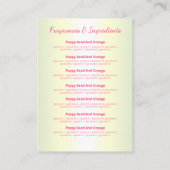 Carte De Visite Parties scintillant à goutte rose Ingrédients parf (Dos)