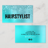 Carte De Visite parties scintillant à la menthe bleu marine élégan (Devant / Derrière)