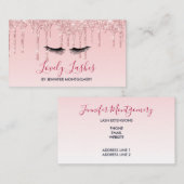 Carte De Visite Parties scintillant à séchage rose moderne et cils (Devant / Derrière)