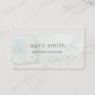 Carte De Visite Parties scintillant Abstraite Aqua Blue Brush Wate