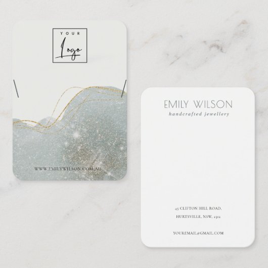 Carte De Visite Parties scintillant Abstraite gris-gris brillant a (Devant / Derrière)