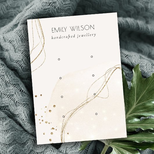 Carte De Visite Parties scintillant Abstraite Ivoire Or 4 Étui Écr