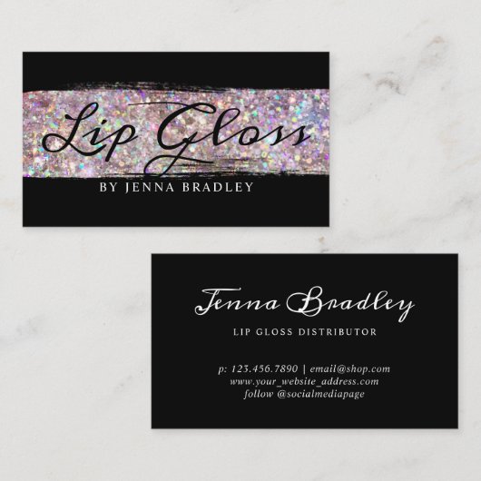 Carte De Visite Parties scintillant Abstraite Lip Lip Gloss élégan (Devant / Derrière)