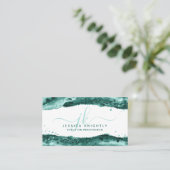 Carte De Visite Parties scintillant Agate Turquoise Monogramme Scr (Debout devant)