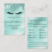 Carte De Visite Parties scintillant Aqua Eyelash Extension Client  (Devant / Derrière)