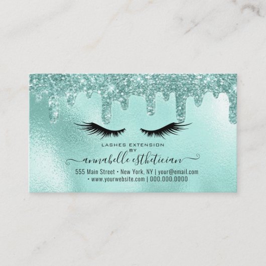 Carte De Visite Parties scintillant Aqua Eyelash Extension Fidélit (Devant)