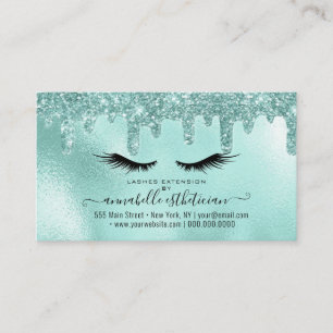 Carte De Visite Parties scintillant Aqua Eyelash Extension Loyauté