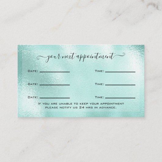 Carte De Visite Parties scintillant Aqua Eyelash Extension Rendez- (Dos)