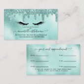 Carte De Visite Parties scintillant Aqua Eyelash Extension Rendez- (Devant / Derrière)