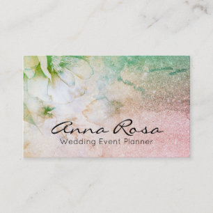 Carte De Visite *~* Parties scintillant Aquarelle Florale Cosmique