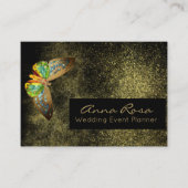 Carte De Visite ** Parties scintillant Aquarelle Papillon doré dor (Devant)