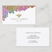 Carte De Visite parties scintillant arc-en-ciel abeille (Devant / Derrière)