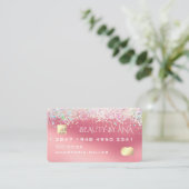 Carte De Visite Parties scintillant arc-en-ciel arrosé style desig (Debout devant)