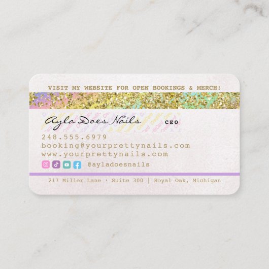 Carte De Visite Parties scintillant arc-en-ciel - Holographie - cr (Dos)