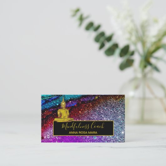 Carte De Visite *~* Parties scintillant arc-en-ciel. Méditation du (Debout devant)