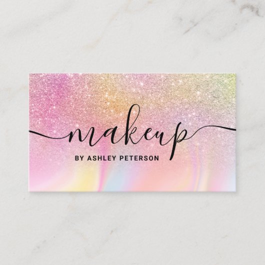 Carte De Visite Parties scintillant arc-en-ciel moderne en marbre  (Devant)