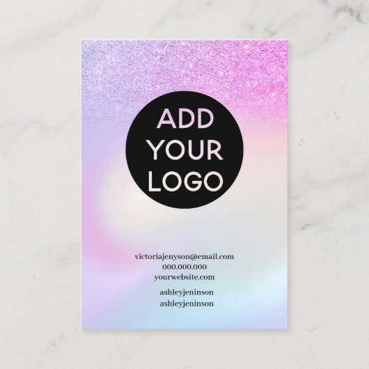 Carte De Visite Parties scintillant arc-en-ciel Ombre Écran d'orei (Dos)