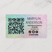 Carte De Visite Parties scintillant arc-en-ciel Ombre Lash Tech QR (Dos)