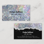 Carte de visite parties scintillant argent (Devant / Derrière)