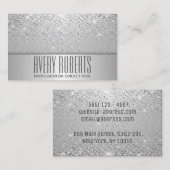 Carte De Visite Parties scintillant argent élégant moderne luxe ét (Devant / Derrière)