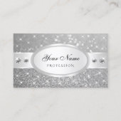 Carte De Visite Parties scintillant Argent Étoiles Étoiles Diamant (Devant)
