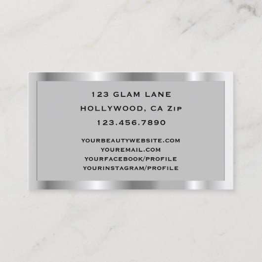 Carte De Visite Parties scintillant Argent Eyelash Extensions Maqu (Dos)