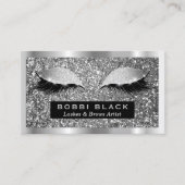 Carte De Visite Parties scintillant Argent Eyelash Extensions Maqu (Devant)
