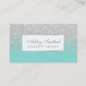 Carte De Visite Parties scintillant argent faux moderne maquillage (Devant)