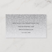 Carte De Visite Parties scintillant argent fille Luxe Glam Monogra (Dos)