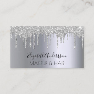 Carte De Visite Parties scintillant argent goutte cheveux de maqui