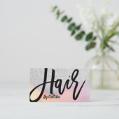 Carte De Visite Parties scintillant Argent Iridescente Holographiq (Debout devant)