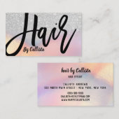 Carte De Visite Parties scintillant Argent Iridescente Holographiq (Devant / Derrière)