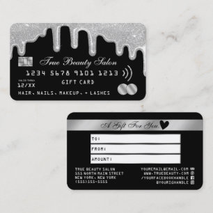 Carte De Visite Parties scintillant argent Lecteurs de crédit noir