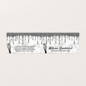 Carte De Visite Parties scintillant Argent | Marbre | Chef Whisk (Extérieur déplié)