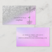 Carte De Visite Parties scintillant Argent moderne Bokeh Tree femm (Devant / Derrière)