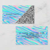 Carte De Visite Parties scintillant Argent moderne, géométrique, H (Devant / Derrière)