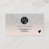 Carte De Visite Parties scintillant argent ombre logo cool command (Dos)