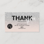 Carte De Visite Parties scintillant argent ombre logo cool command (Devant)