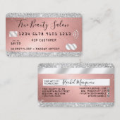 Carte De Visite Parties scintillant argent Rose or métal style de  (Devant / Derrière)