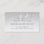 Carte De Visite Parties scintillant Argent Script Business Logo Mo (Dos)