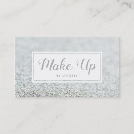 Carte De Visite Parties scintillant Argent Sparkle Make Up Artiste (Devant)