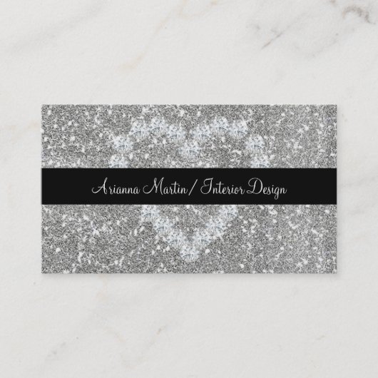 Carte De Visite Parties scintillant argent tendance Sparkly Diamon (Devant)