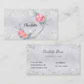 Carte De Visite Parties scintillant argentée beauté du maquillage  (Devant / Derrière)