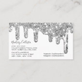 Carte De Visite Parties scintillant argentée blanche épaisse épai (Dos)