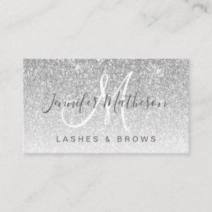 Carte De Visite Parties scintillant argentée branchée Lashes Brows