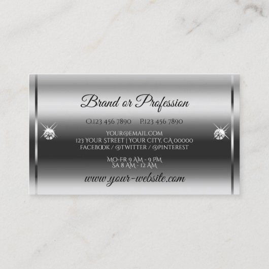 Carte De Visite Parties scintillant argentée brillante Lumineuse D (Dos)