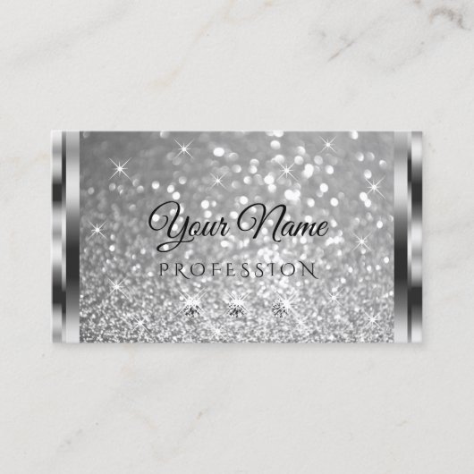 Carte De Visite Parties scintillant argentée brillante Lumineuse D (Devant)