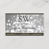 Carte De Visite Parties scintillant argentée de luxe Monogramme no (Devant)