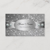 Carte De Visite Parties scintillant argentée de luxe Stars Diamant (Devant)