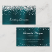 Carte De Visite Parties scintillant argentée foncée Turquoise Sati (Devant / Derrière)